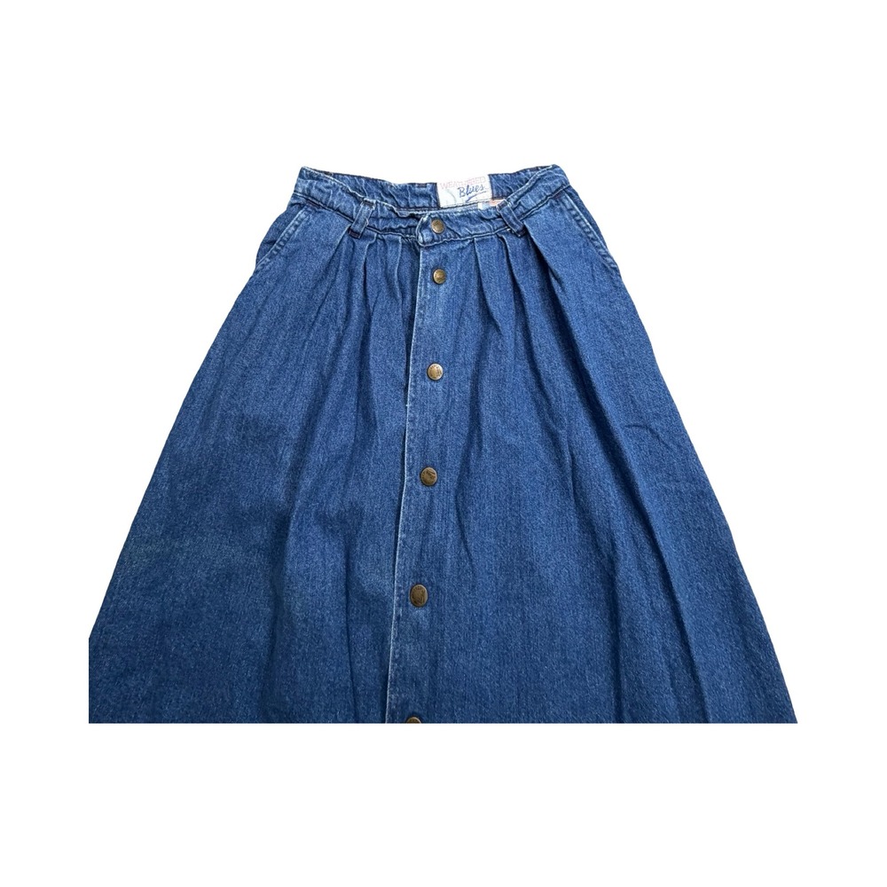 Weathered Blues Denim Skirt Womens 6 24x32 Blue Button Front Midi Cotton USA - Picture 9 of 12
